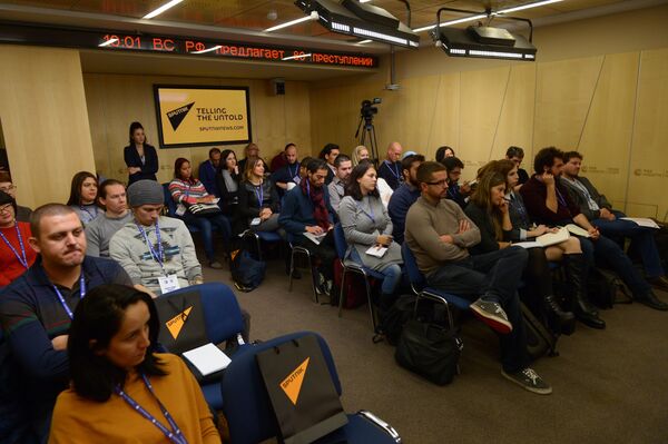 Participantes da Escola do Jovem Jornalista, evento realizado pela Sputnik em Moscou - Sputnik Brasil