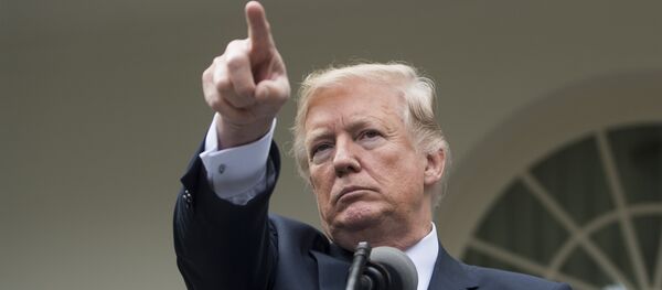 This file photo taken on October 16, 2017 shows US President Donald Trump speaking to the press in the Rose Garden of the White House in Washington, DC. - Sputnik Brasil