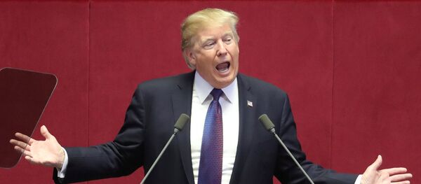 Donald Trump, o presidente dos EUA, discursando na Assembleia Nacional da Coreia do Sul - Sputnik Brasil
