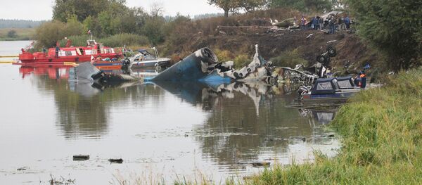Lugar do acidente com o avião Yak-42, que transportava todo o time principal do clube de hóquei russo Lokomotiv Yaroslavl - Sputnik Brasil