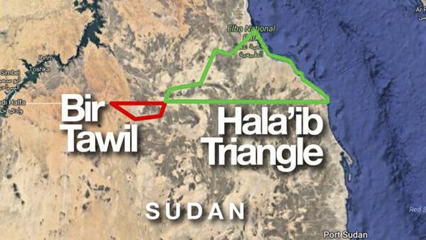 Mapa de Bir-Tawil, território que se encontra entre Egito e Sudão - Sputnik Brasil