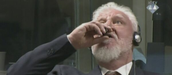 A wartime commander of Bosnian Croat forces, Slobodan Praljak, is seen during a hearing at the U.N. war crimes tribunal in the Hague, Netherlands, November 29, 2017 - Sputnik Brasil