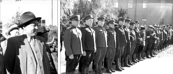 O líder norte-coreano Kim Il-sung durante a cerimônia de entrega de medalhas aos soldados soviéticos “Pela libertação da Coreia” - Sputnik Brasil